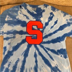 Port and Company ‘Syracuse’ Blue Tie-Dye Kids Tee with Orange Lettering